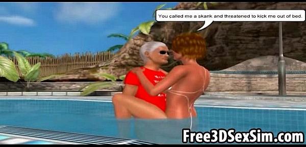  Foxy 3D cartoon hottie sucking and fucking in the pool